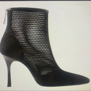 Zara Black Mesh Heeled Ankle Booties